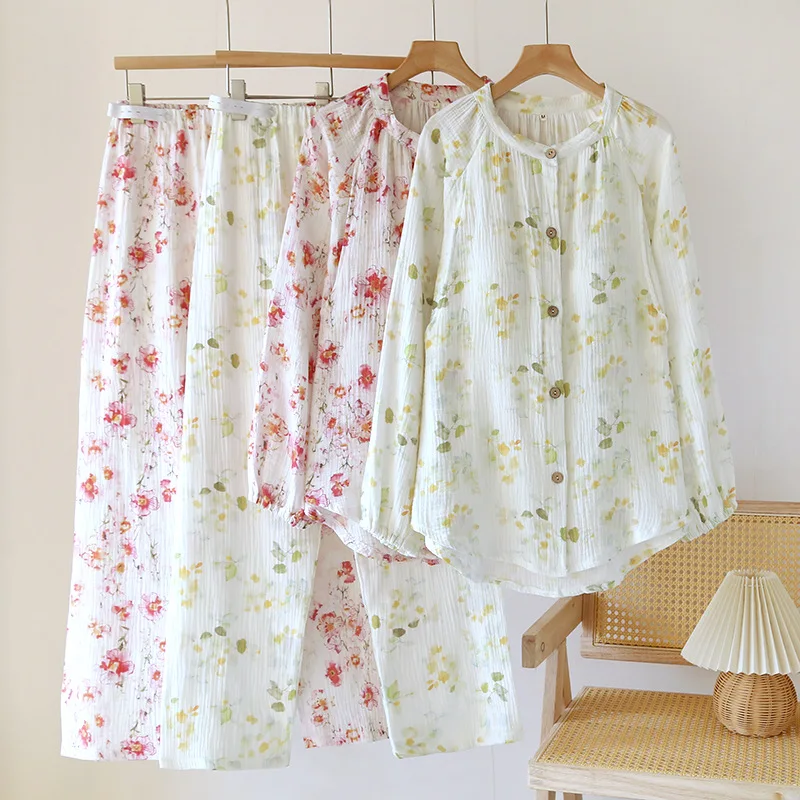 

Pure Cotton Nursing Mom Clothes Nightie For Pregnant Women Sprint Autumn New Long Sleeve Maternity Wear Pregnancy Pajamas