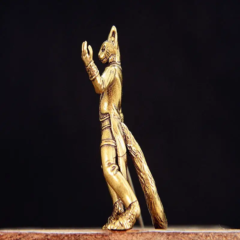 Brass Swordsman Cat/Goat Dwarf/Suit Dog Small Statue Retro Characters Warrior Miniatures Figurines Desktop Decorations Crafts - view 5