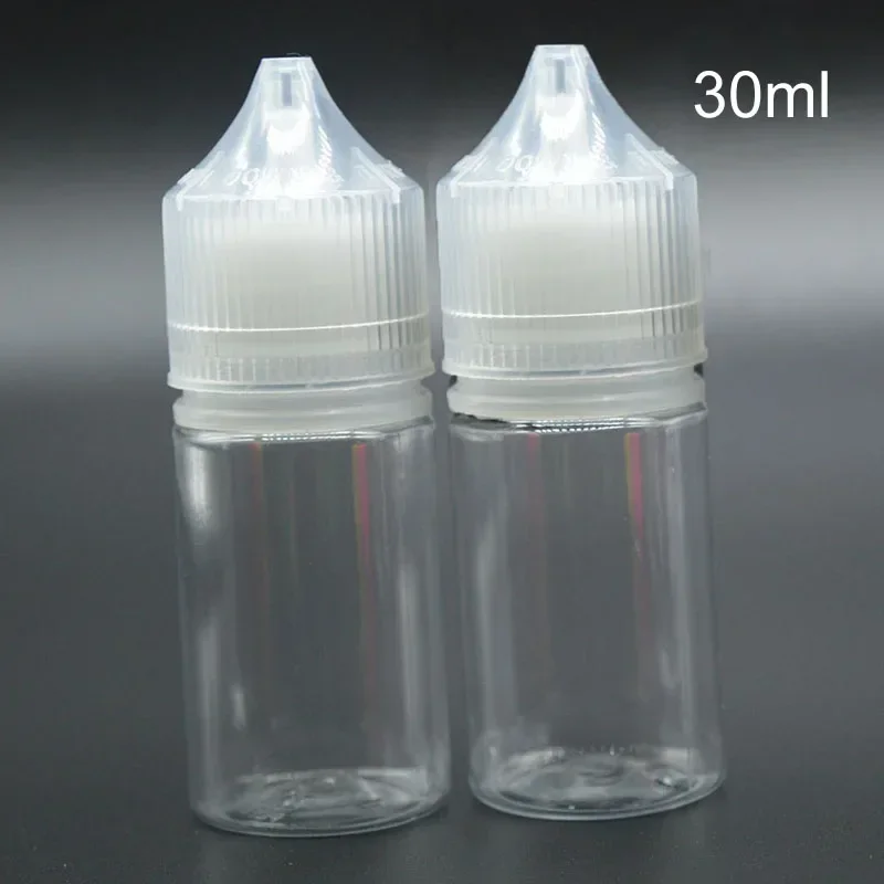 50PCS 30ml 60ml 100ml 120ml Empty Plastic PET Transparent Dropper Bottles E Liquid Vape Juice Bottle with Translucent White Caps