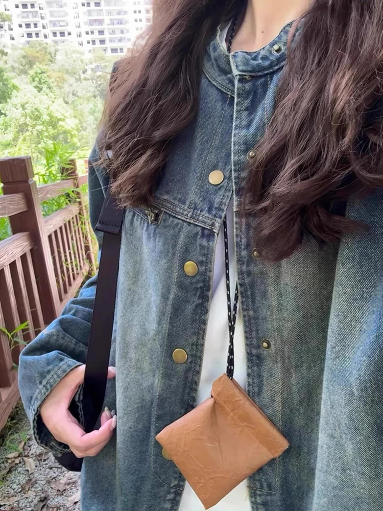 

Джинсовые пальто, куртка для женщин, женская осенняя флисовая куртка-бомбер, мешковатая велосипедная смешанная субкультурная хипстерская куртка в британском стиле с расклешенным воротником