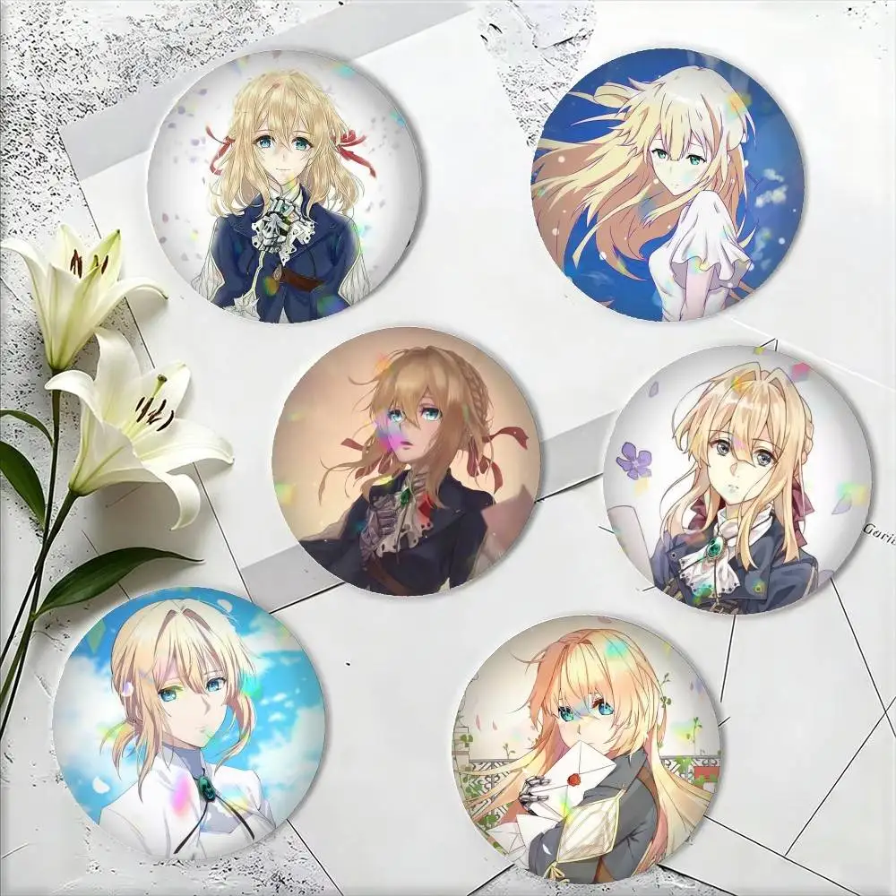 Violet E-Evergarden Anime 25mm 32mm 44mm 58mm 75mm Brooches Badges Pins for Accessories Gift