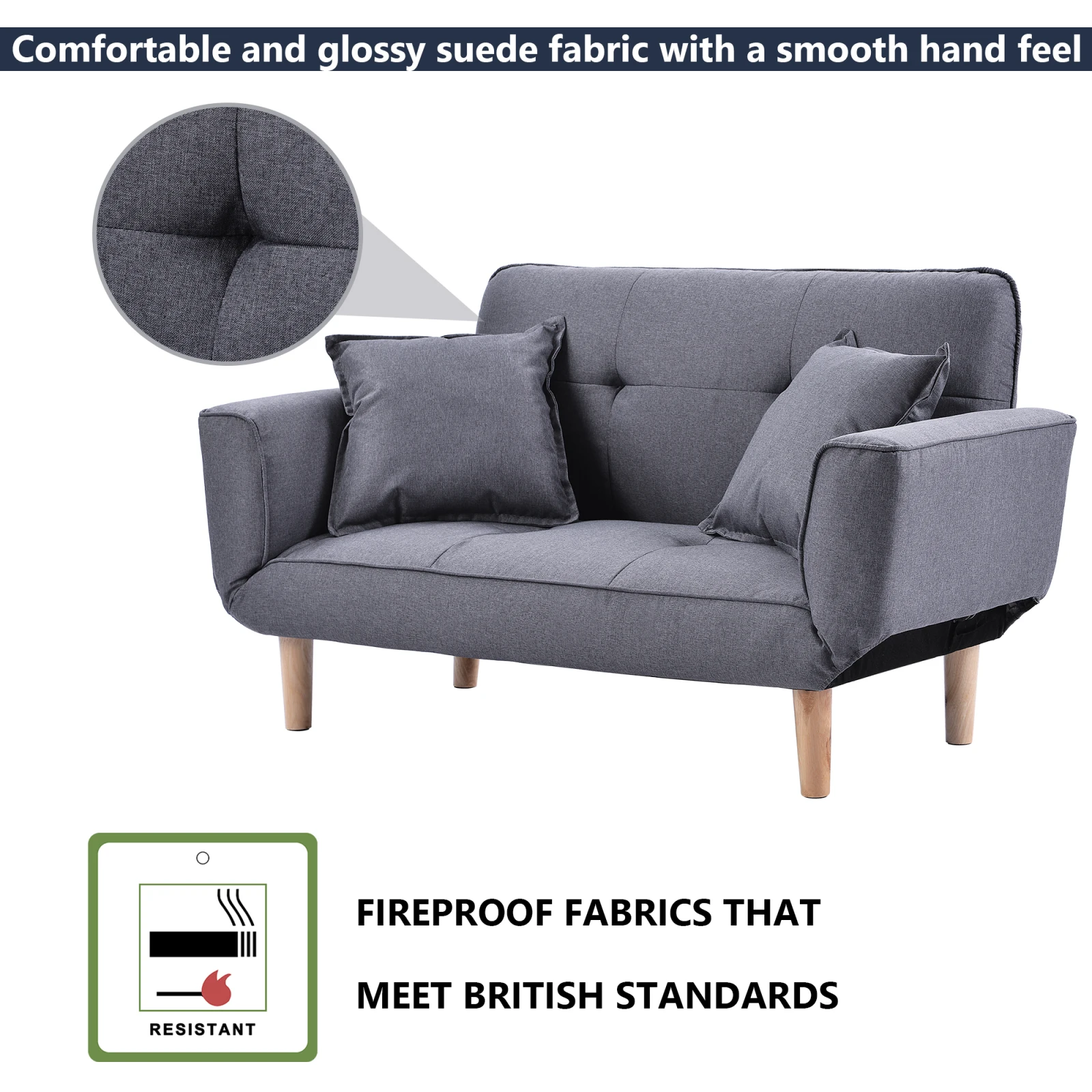 أريكة سرير صغيرة حديثة وبسيطة رمادي الفانيلا أريكة غرفة المعيشة 2 مقاعد أريكة أريكة أريكة كرسي النائم #4