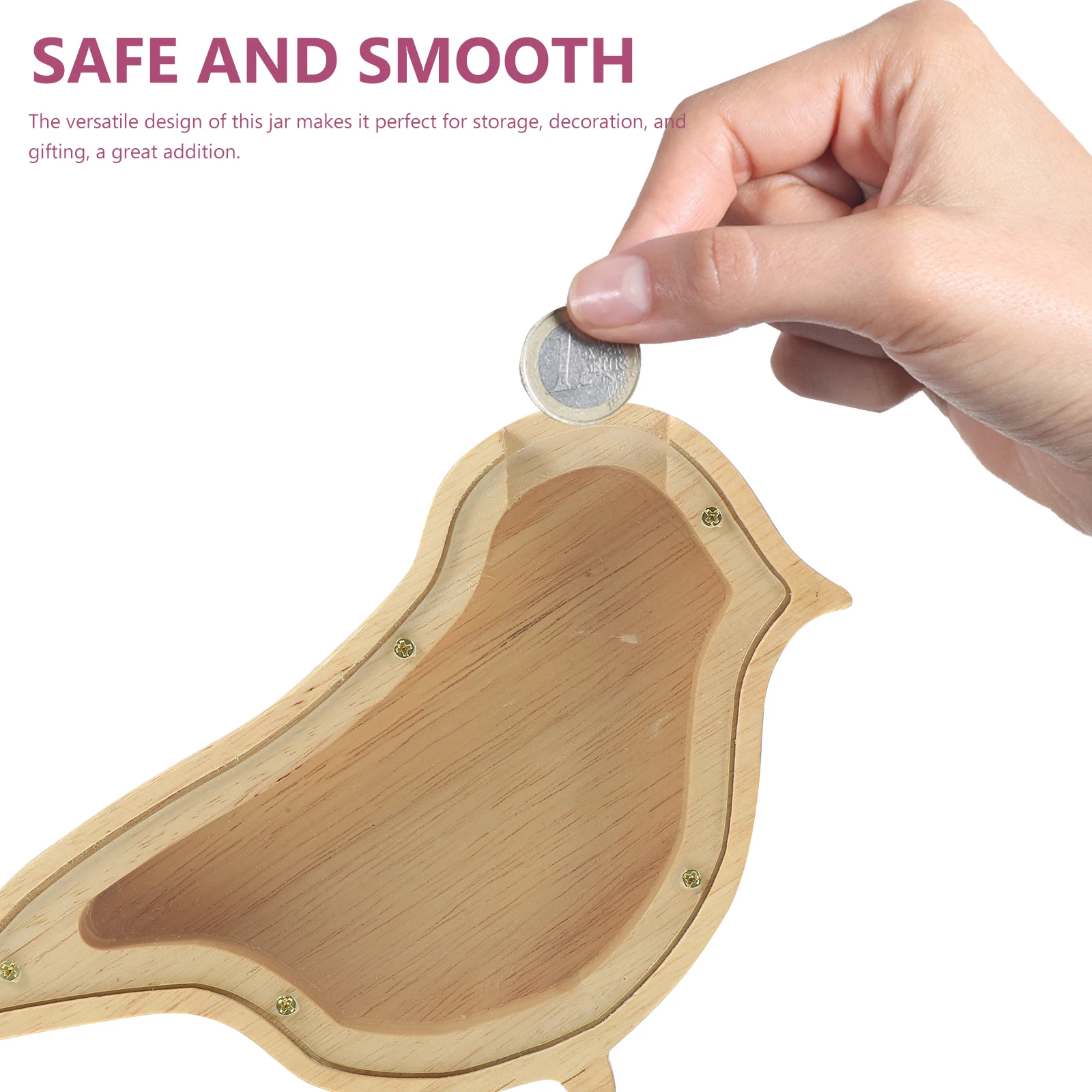 

Wooden Piggy Bank Animal Shape Money Pot Coin Holder Large Capacity Savings Box Storage Container Desktop Decoration