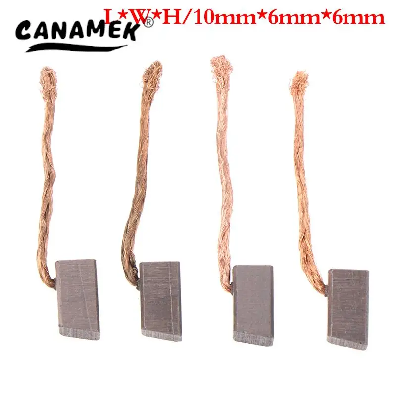 4pcs Electric Motor Carbon Brush Power Tool Blower Fan Graphite Brushes 6x6x10mm
