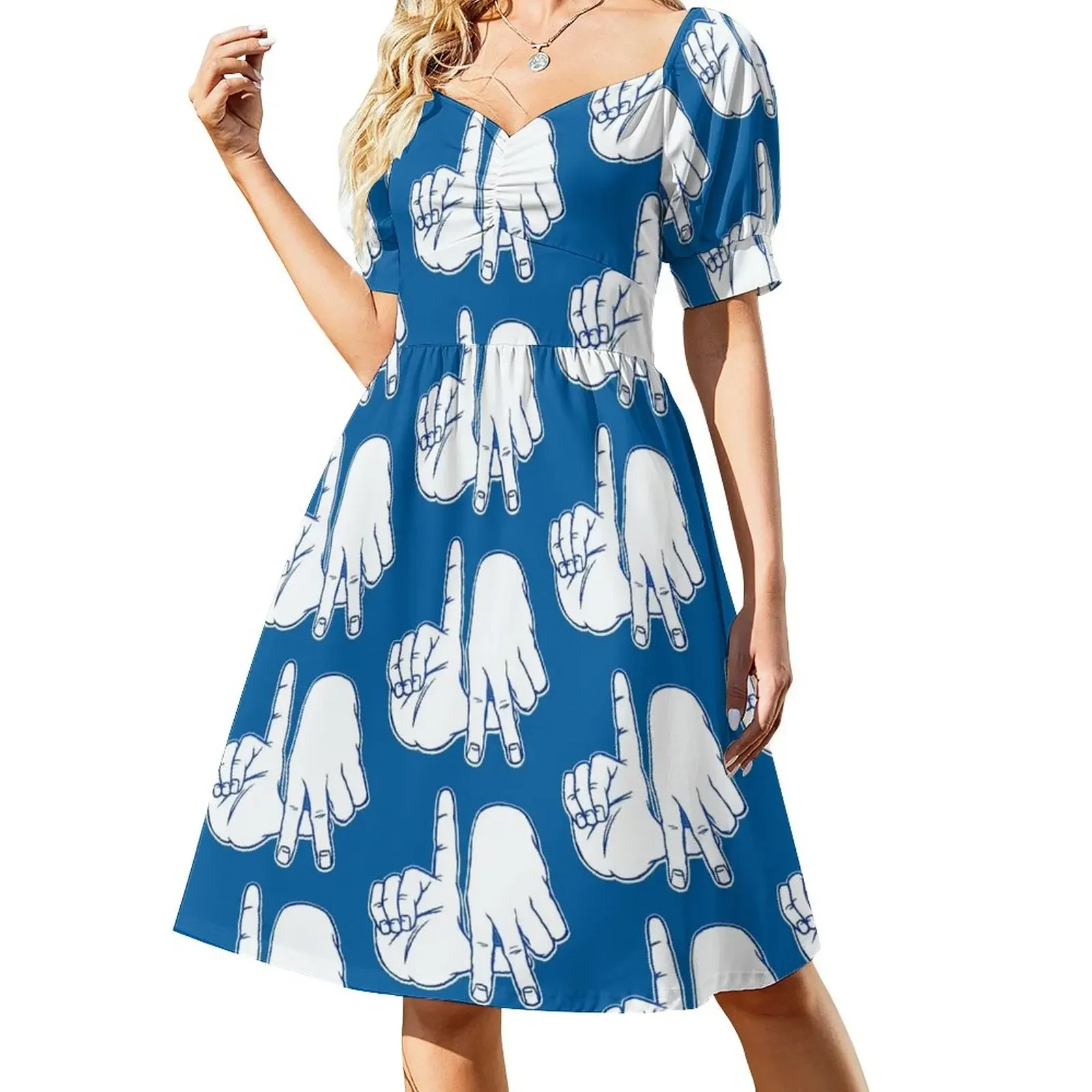 

Los Angeles Hand Sign Short-Sleeved Dress dress for woman women evening dress elegant women's dresses sale Cocktail of dresses