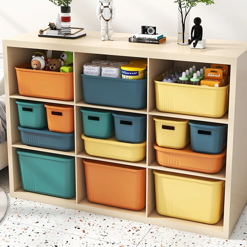 Desktop Plastic Storage Box with Lid Sundries Cosmetics Jewelry Kitchen Organizer Toy Storage Baskets Containers Home Supplies