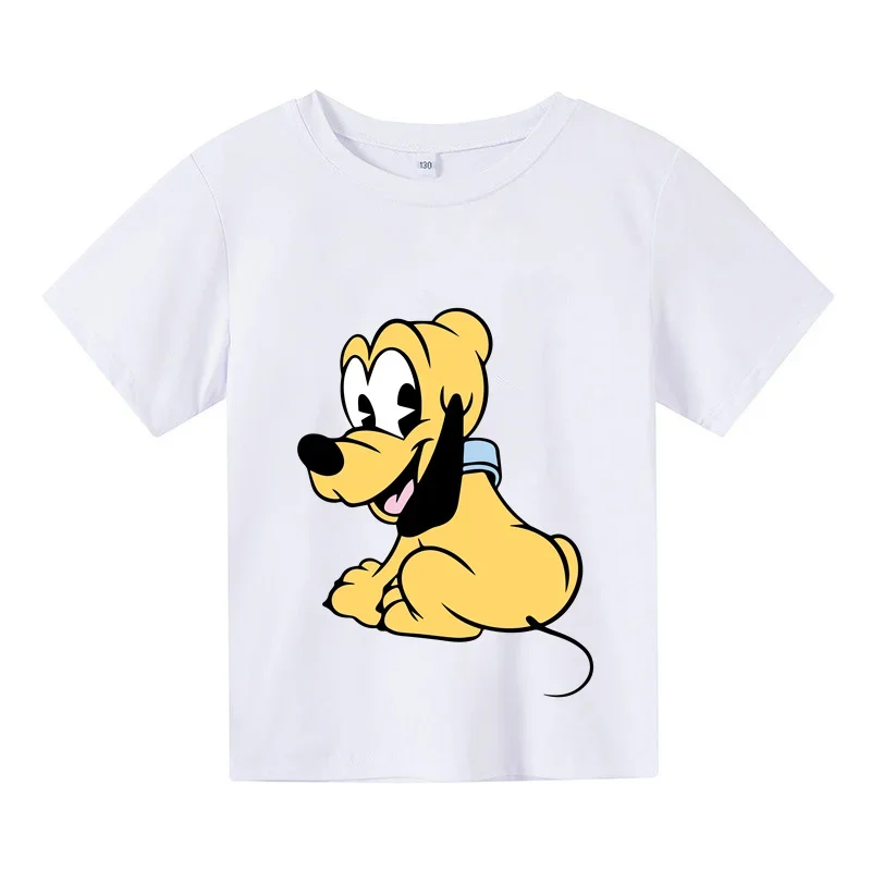 kawaii Disney Floral Mickey girl Printed children T Shirt Short Sleeved boy T-shirt baby Harajuku Loose Top Casual Pluto T Shirt