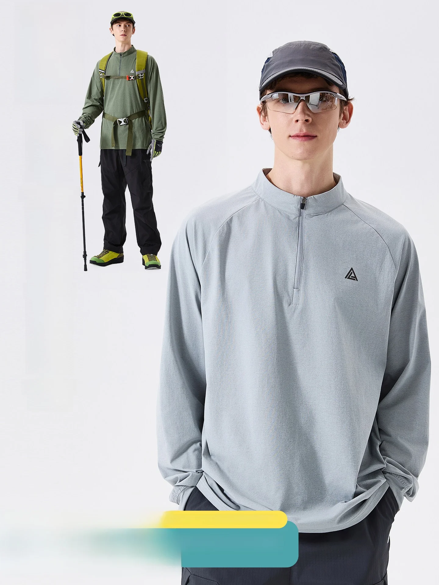 

LAZY DAY Outdoor Sports Long Sleeve T-Shirt Men's Loose Fit Sun Protection Cycling Top Moisture Wicking Half Zip Autumn