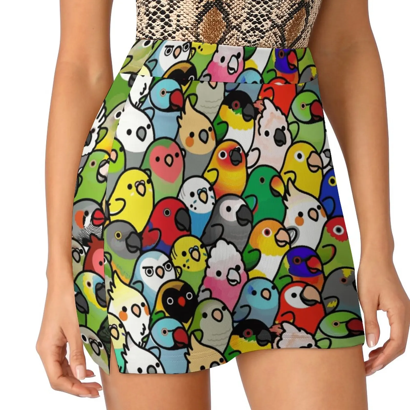 Everybirdy Patroon Rokken Vrouw Mode 2022 Broek Rok Mini Rokken Kantoor Korte Rok Valkparkiet Kaketoe Lineolated Parkiet