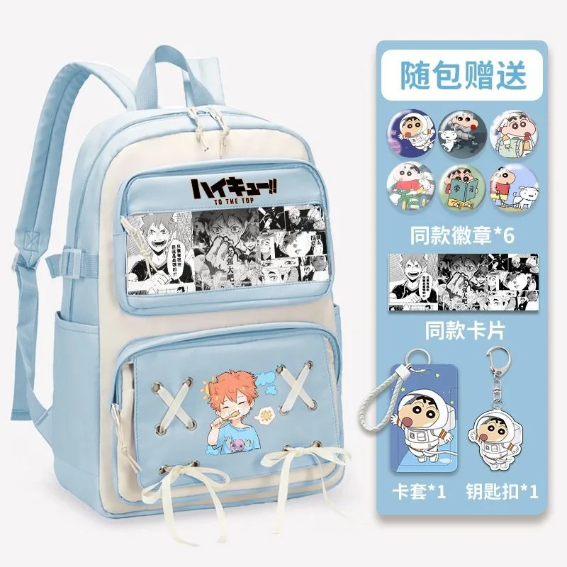 32×48×18cm Black Blue Purple, Haikyuu, Student Kids Teens School Bags, Large Capacity Mochilas Anime Backpacks For Girls Boys