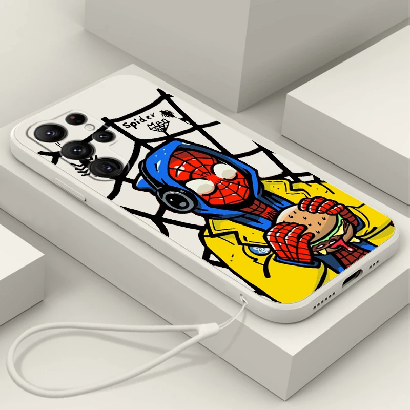 Marvel Spiderman superhero Soft Case For Samsung S23 S22 S21 S20 FE S10 Plus Lite Ultra 5G Liquid Rope Phone Cover