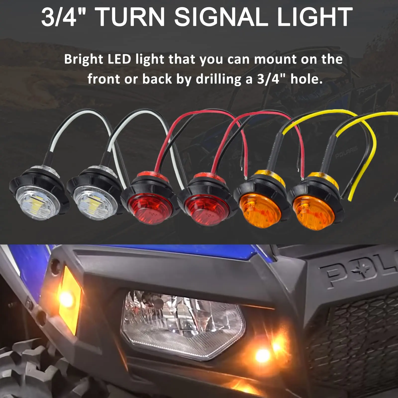 Universal ATV UTV SXS Turn Signal Horn Kit Street Legal Kit Handlebar Thumb Switch with LED Lights Flasher Relay Blinker Harness