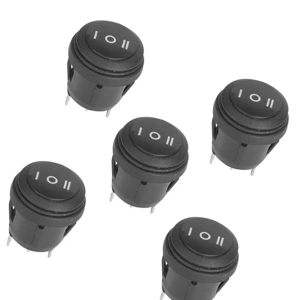 5PCS Durable Black Color Rocker Switch 3 Position 10A 125V SPDT Switch Waterproof 6A 250V SPST Switch Power Control