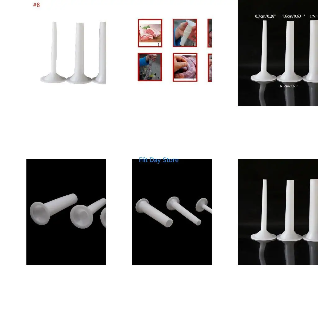 F92C 3pcs/set Sausage Maker Funnel Filler Stuffer Filling Tubes DIY