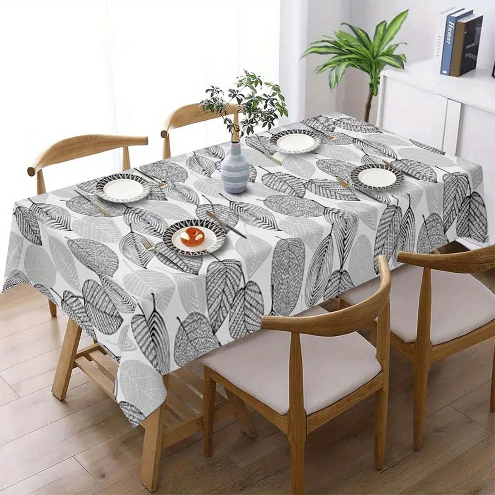 Light-colored turtle shell leaf pattern tablecloth - Durable polyester square table mat, suitable for indoor usezyc