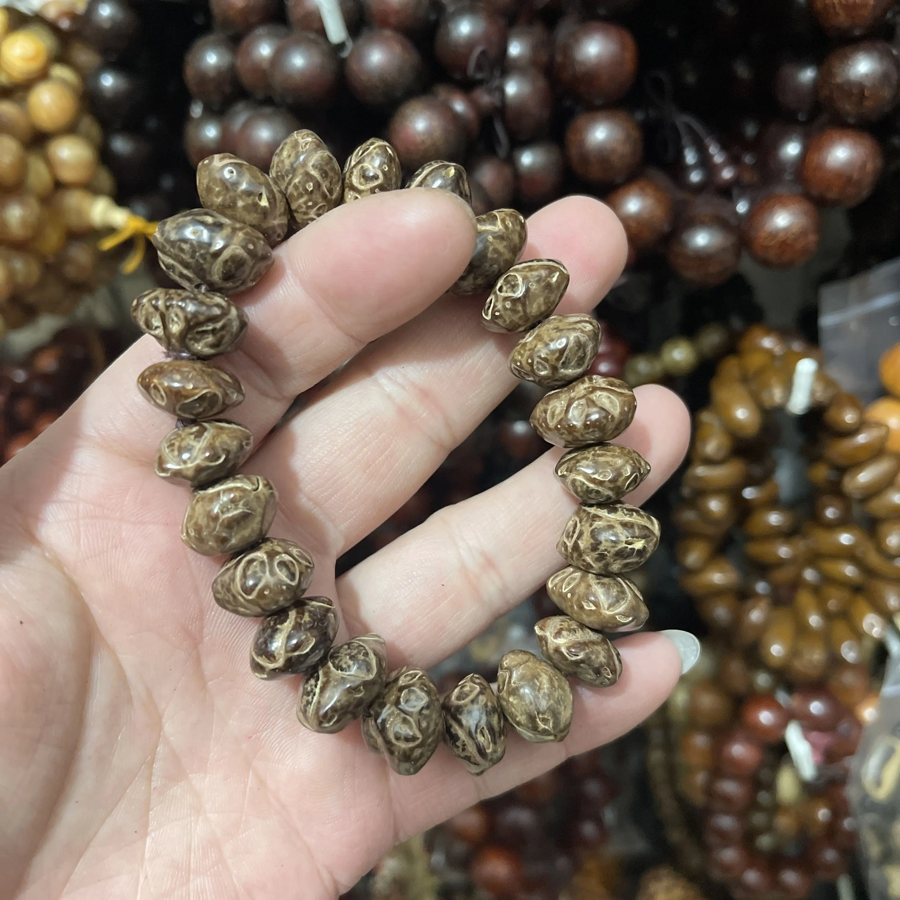 Dark Irregular Paired Grain Beads Single Wrap Bracelet Handheld Unisex Meditation Gift