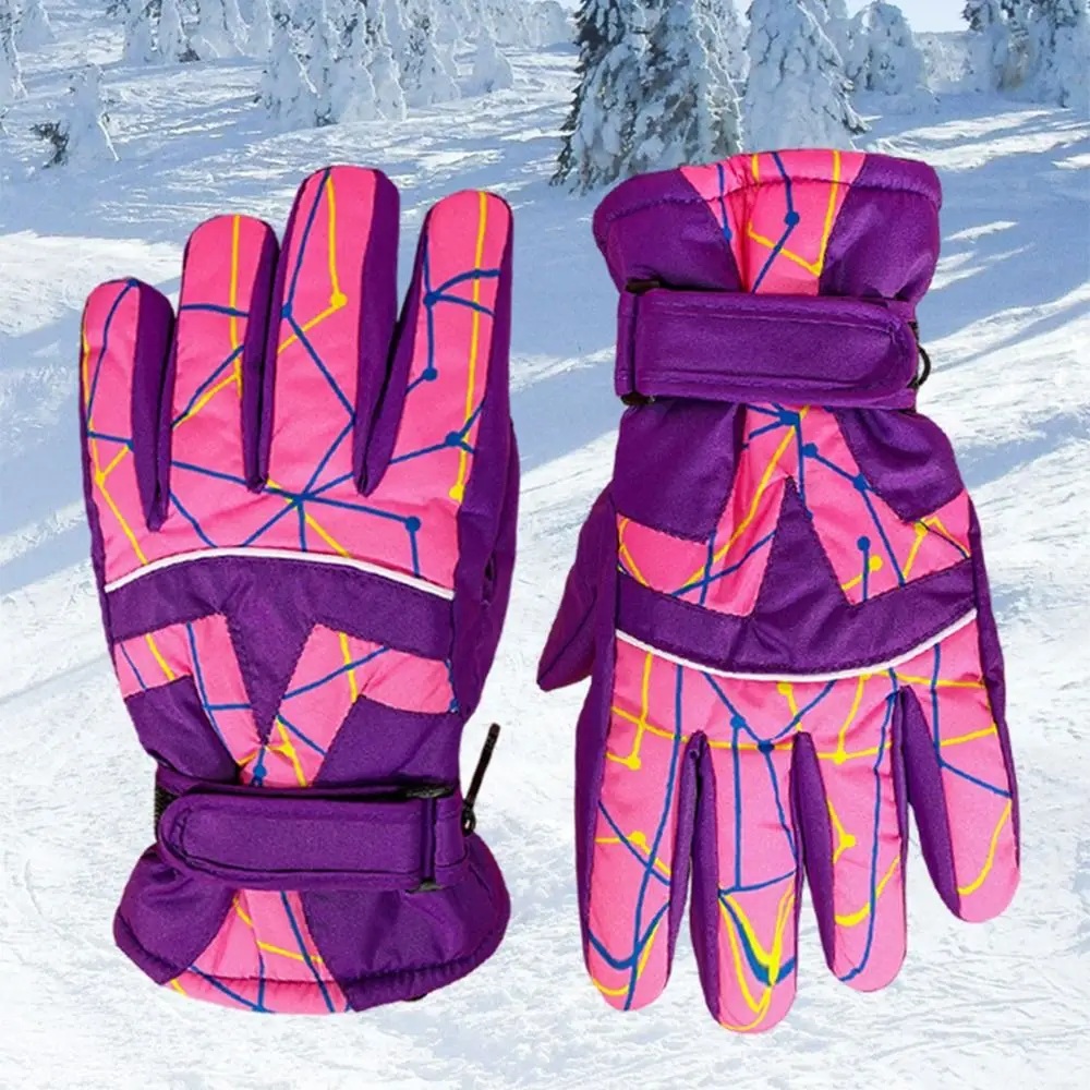 

Waterproof Children Snow Mittens Windproof Multi-Color Winter Snowboard Gloves Thicken Elastic Outdoor Thermal Gloves