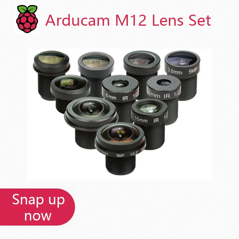 Arducam M12 Lens Set, Arducam Lens for Raspberry Pi Camera (1/4') and Arduino, Telephoto, Macro, Wide Angle,