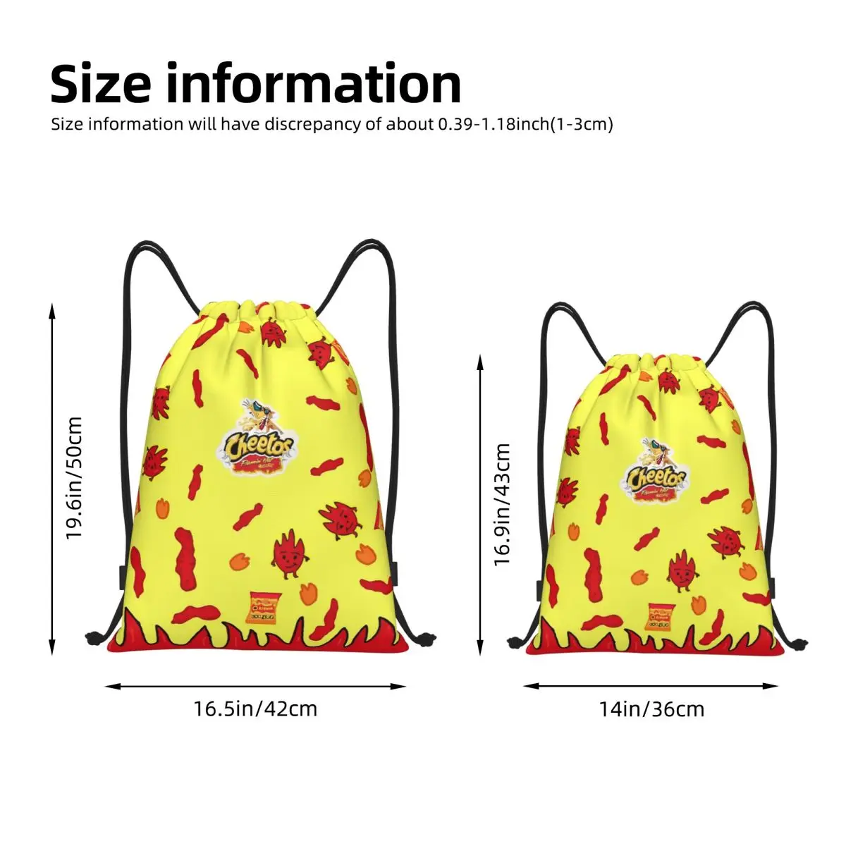 Funny Snacks Pattern Backpack Drawstring Football Bags Gym Bag Water Resistant Potato Chips String Sackpack for Yoga