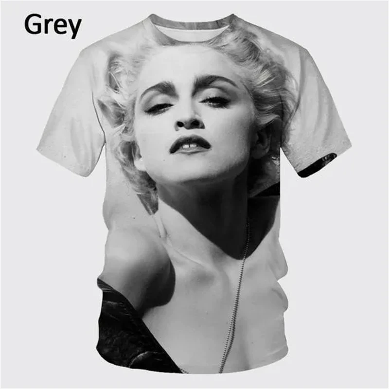 Youth Elegant Madonna Pattern Printed T-shirt 3D Neutral Round Neck Sexy Girl Top Men\'s and Women\'s Streetwear Short Sleeve Tees