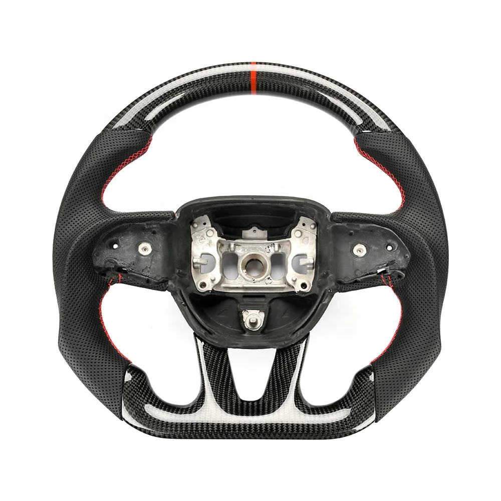 

American-style Muscle Car Special Carbon Fiber Leather Wrapped Steering Wheel for Dodge