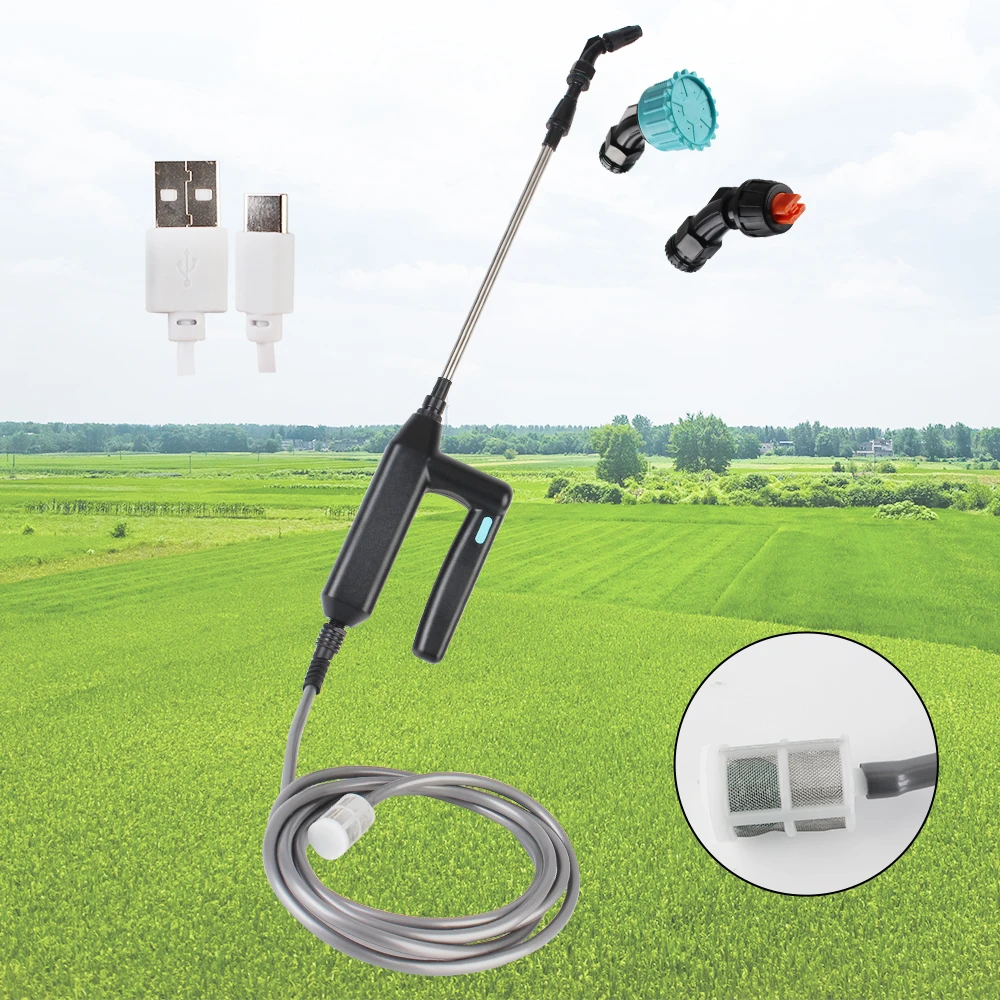 

Electric Water Sprayer with 3 Mist Nozzles Battery Powered Sprayer Wand 3M Hose Telescopic Handle Rechargeable 7.4V