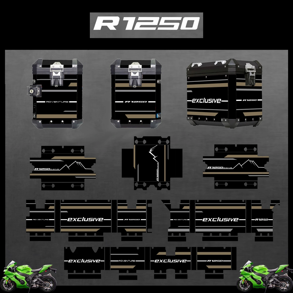 

Motorcycle Stickers For BMW R1250GS R1250 GS 2004-2023 2022 2021 ADV Decorative Alloy Box Sticker Decal Set aluminium pannier