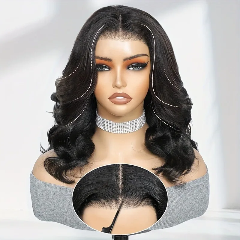 

Body Wave Human Hair Wig 200% Pre Cut HD Lace Body Wave Lace Front Wig Full Cuticle Wavy Lace Frontal Wig For Women Full Edges S
