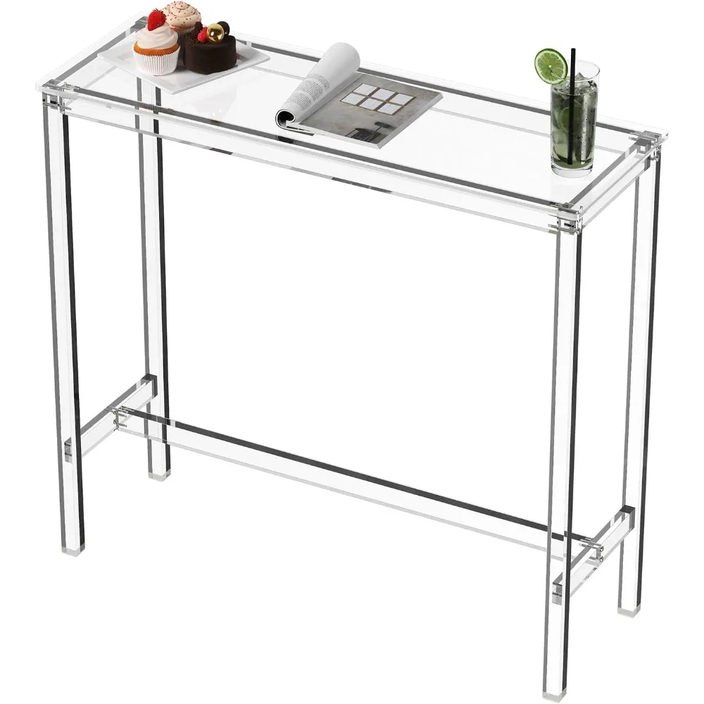 

Acrylic Counter Height Table - 39" Clear Bar Table Rectangular High Top Pub Table Kitchen & Dining & Living Room, Indoor & Outd