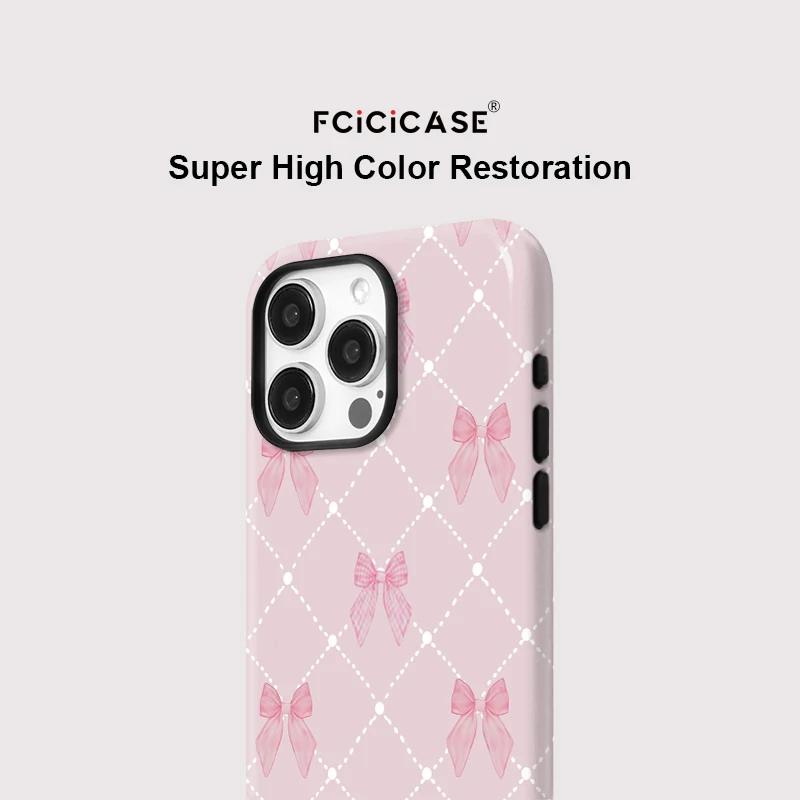 Süße Schleife Gitter 2 in 1 magnetische Hülle für iPhone 11 12 13 Pro 14 Plus 15 15 Pro Max für Magsafe Wireless Charge Acryl-Telefonabdeckung