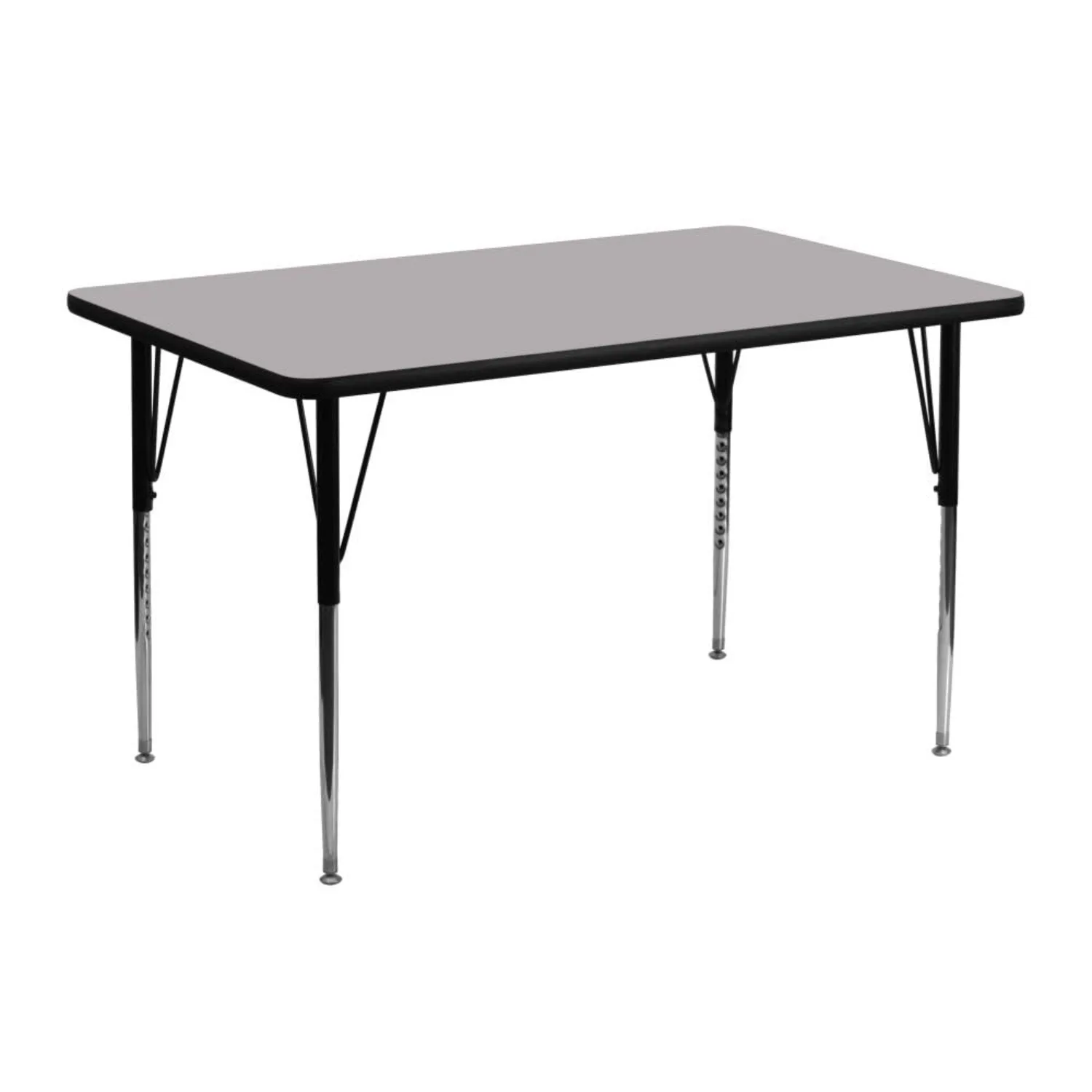 24''W x 48''L Rectangular Grey Thermal Laminate Activity Table - Standard Height Adjustable Legs | Height Adjustable