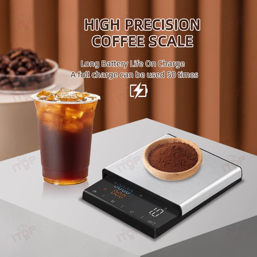 STLF JW Usb أداة القهوة القابلة لإعادة الشحن الوقت أكثر مقياس مطحنة قهوة اسبريسو المطبخ موازين الطعام Bilancia مقهى القهوة الرقمية Sc