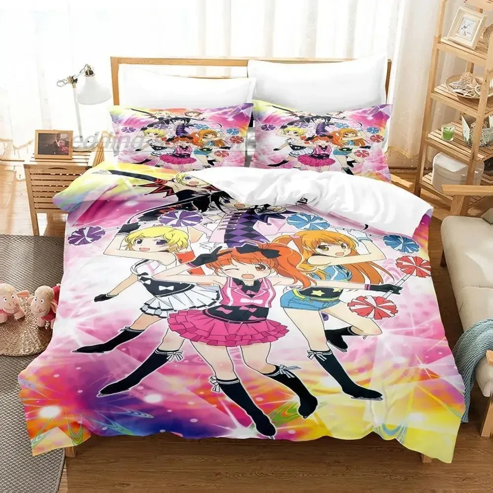 3D Kawaii Girls Idol Time Pripara Bedding Set Single Twin Full Queen King Size Bed Set Adult Kid Bedroom Anime bed sheet set