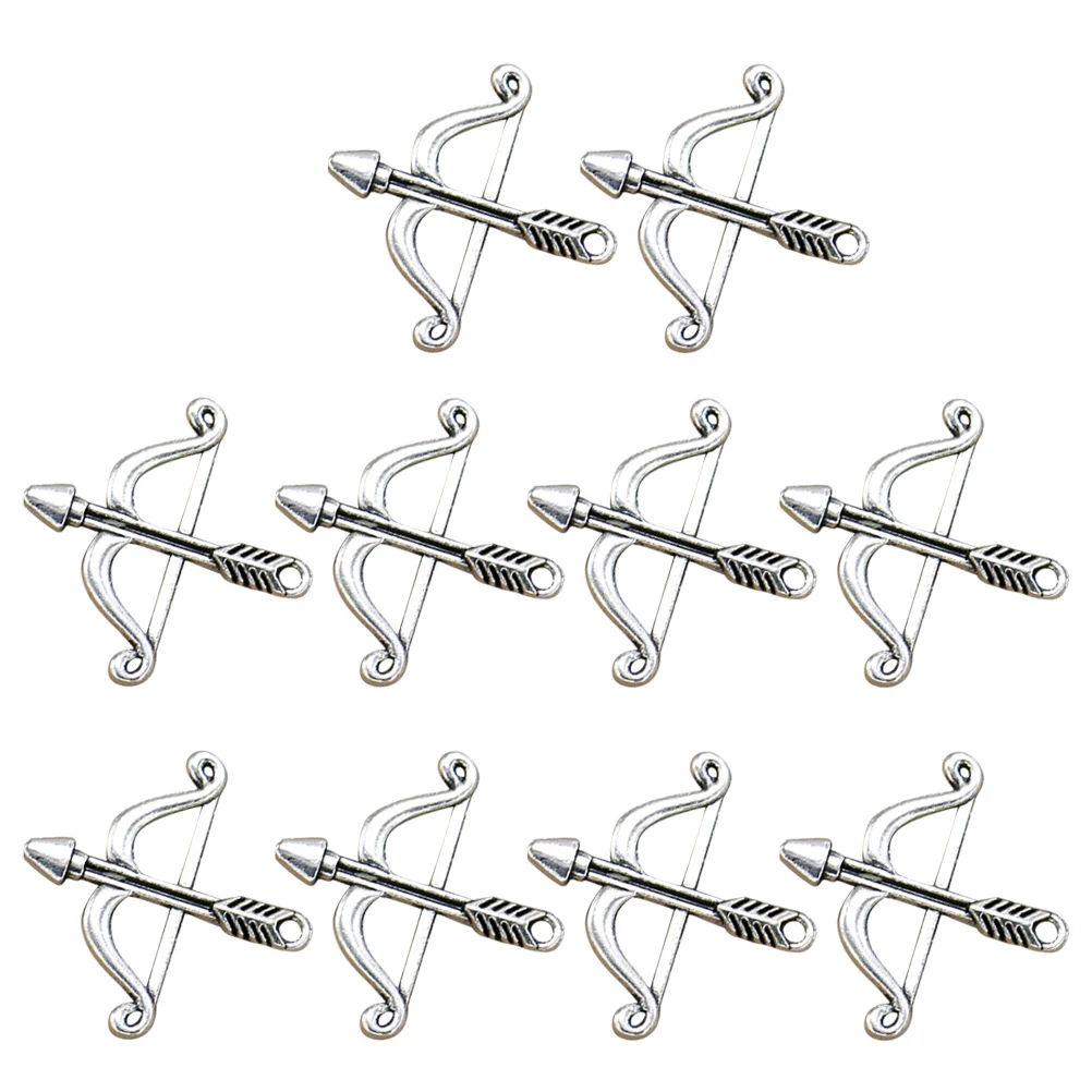 20pcs Alloy Bow and Arrow Pendant Delicate Charms DIY Jewelry Making Accessories for Necklace Bracelet ( Silver)