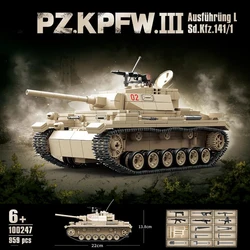 New World WarII Military Weapons PzKpfw-IIISd.Kfz.14 Tank Model CollectOrnaments Building Blocks WW2 Bricks Toys Boy Gift 959PCS