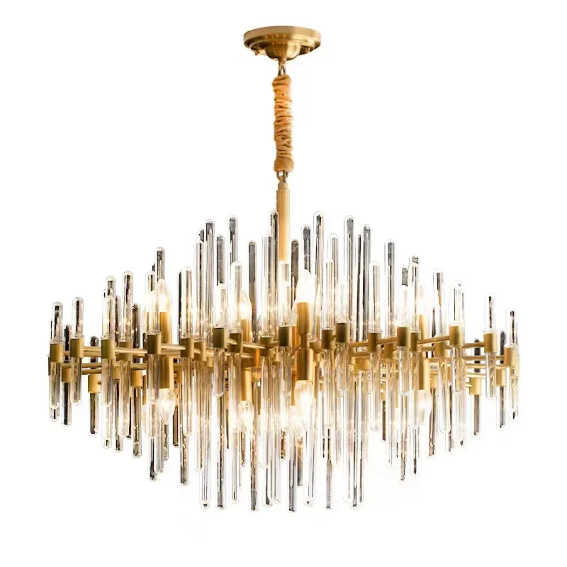 

Copper Crystal Glass Living Room Main Lamp Atmosphere Bedroom Dining Room High-End Household Chandelier