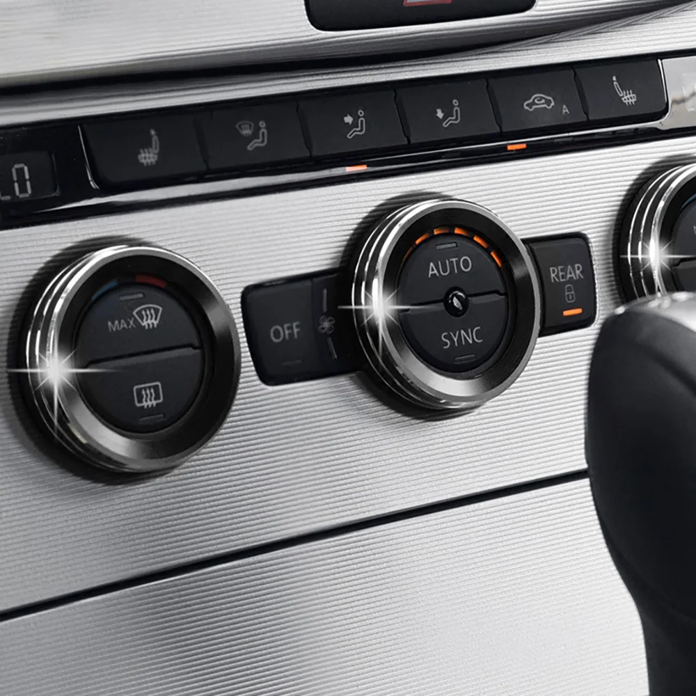 Car interior Air Conditioning Knob Decorative Cover Ring Adjust Climate Control Switch Buttons For VW Tiguan Atlas T-roc Ateca F image 2