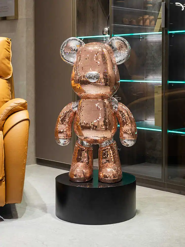 Creative Patch Vitality Bear Statue Floor Decor Luxury Living Room TV Cabinet Sofa Large Decorative Sculpture Housewarming Gifts