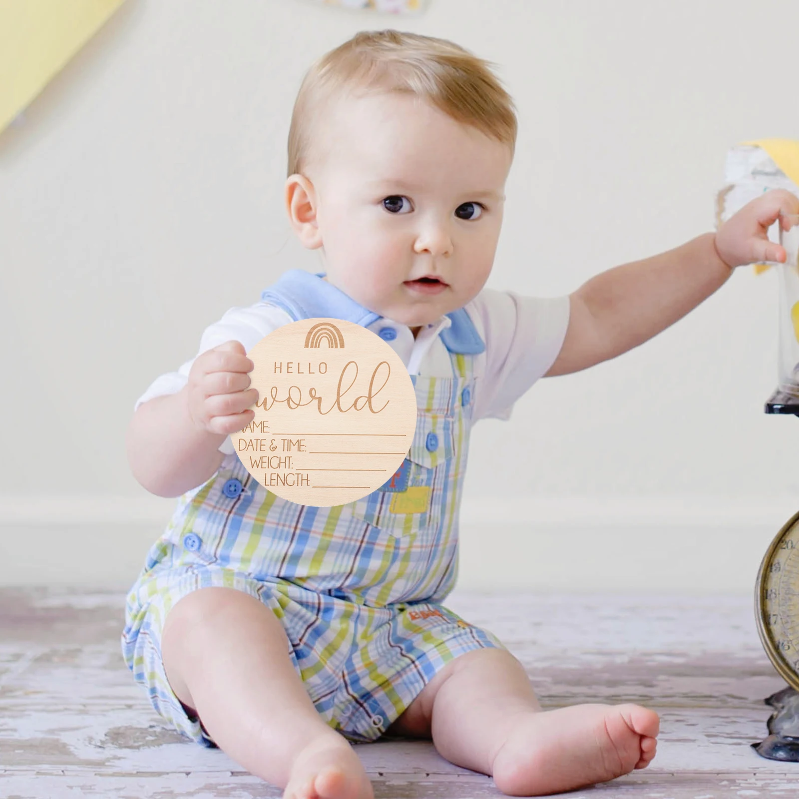 

5Pcs Newborn Welcome Signs Smooth Wood Baby Name Tags Durable Photo Props Hospital Birth Announcement Nursery Decor Baby
