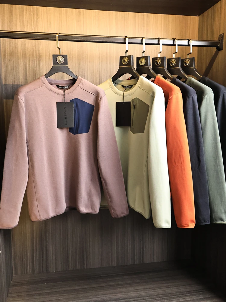 

Легкая мужская круглая толстовка с капюшоном LT Fowl Series Ne Long Sve Pure Color Sl ket Simple Versatile Autumn Faion Str...