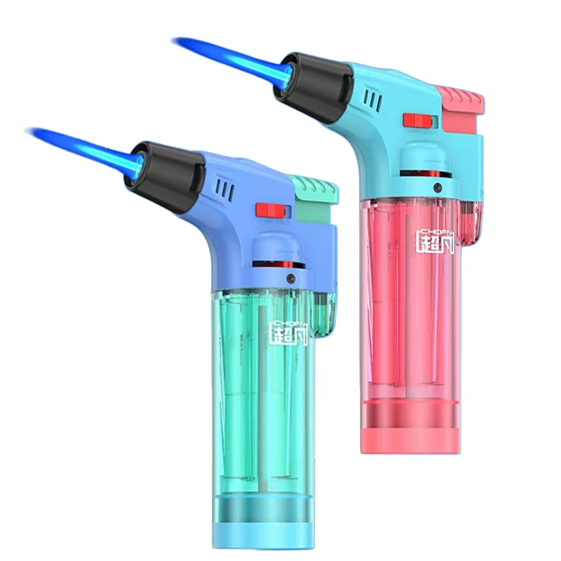 

Large Capacity Windproof Inflatable Lighter, Fashionable Color Transparent Body, Butane Household Kitchen Gas Outdoor Igniter
