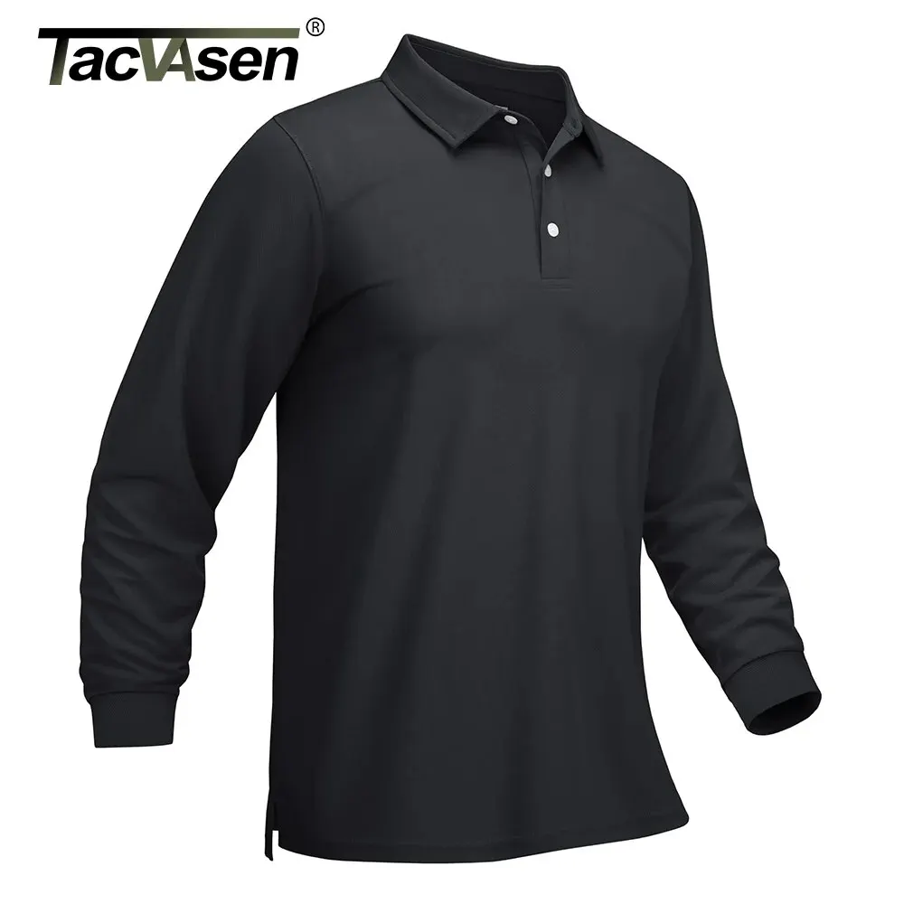 Tacvasen Snelle Droge Golfpoloshirts Heren Ademende T-Shirts Met Lange Mouwen Sport T-Shirts Casual Werk T-Shirt Pullover Tops Man