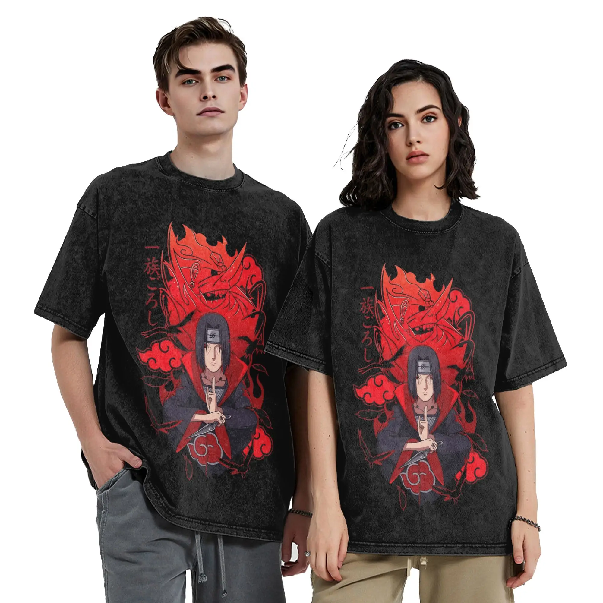 Washed T Shirts The Calm Assassin Carrying a Bloody Truth Narutoes Anime T-Shirt Harajuku Streetwear Summer Tops Tee Shirt Men
