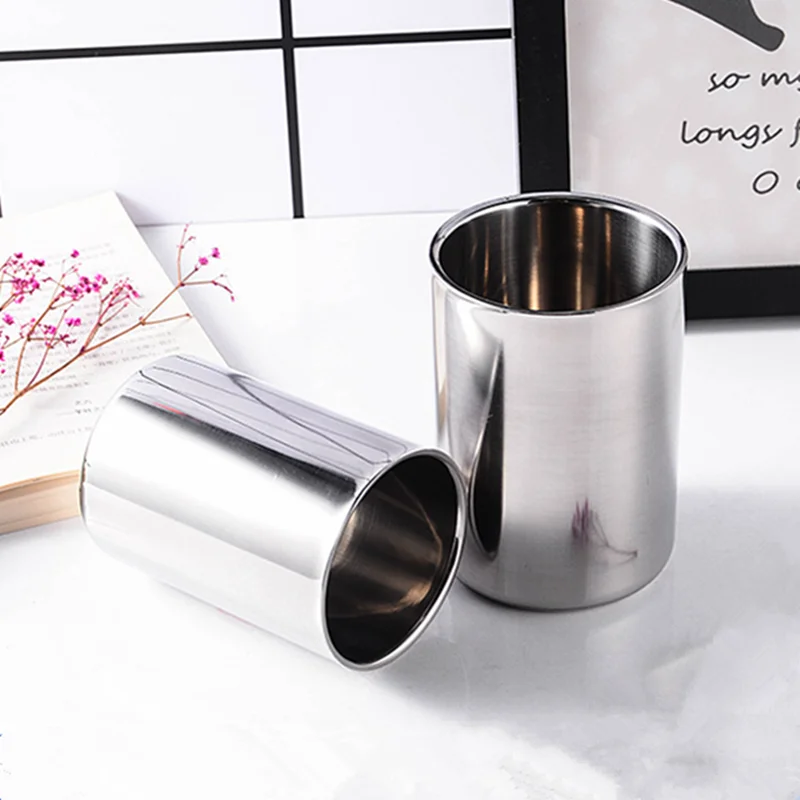 350ml/500ml Stainless Steel Double Wall Beer Mug Silver Coffee Cup Portable Travel Office Water Cups Drinkware Tumbler