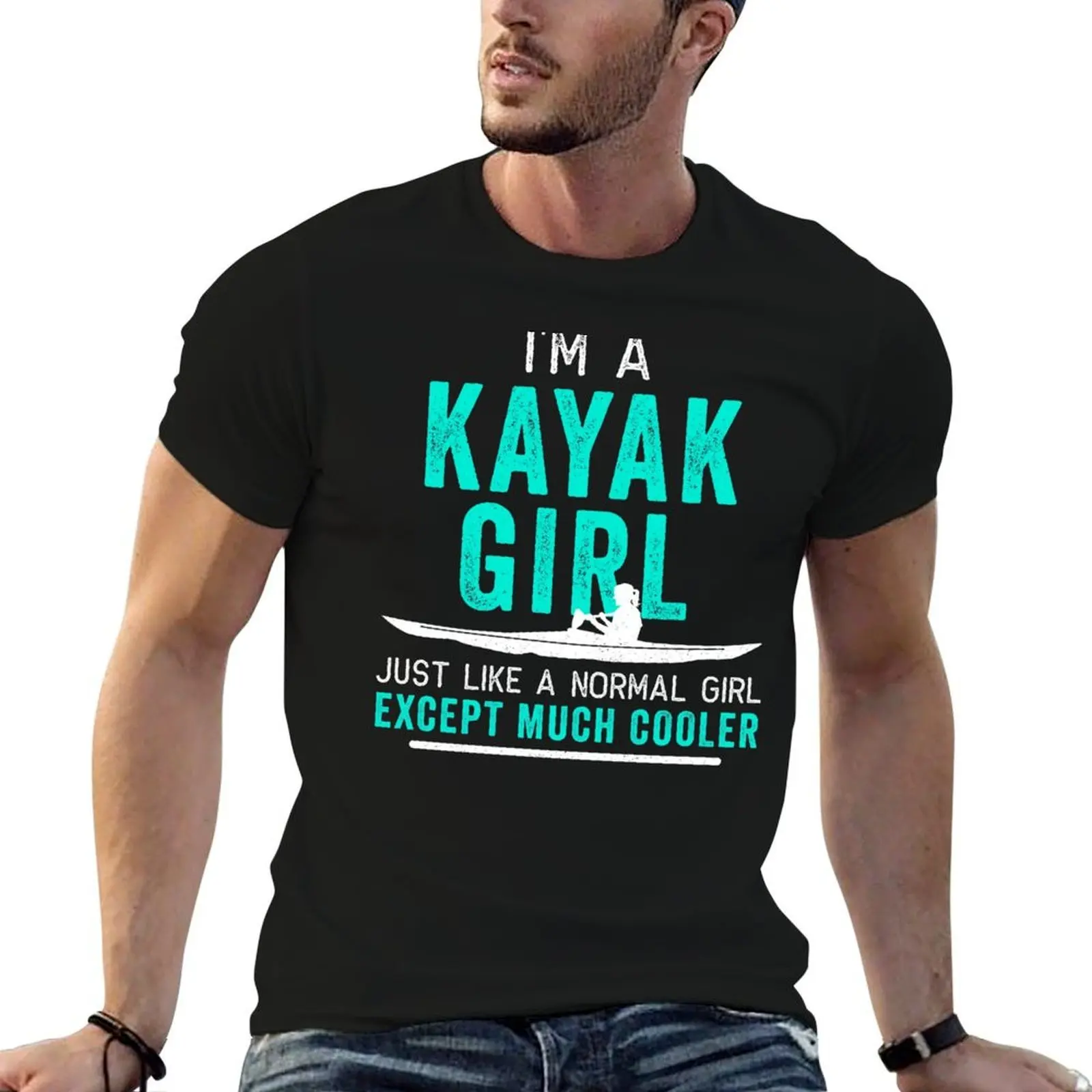 I'm a Kayak Girl Shirt Distressed Teal T-Shirt quick drying shirts graphic tees men clothes