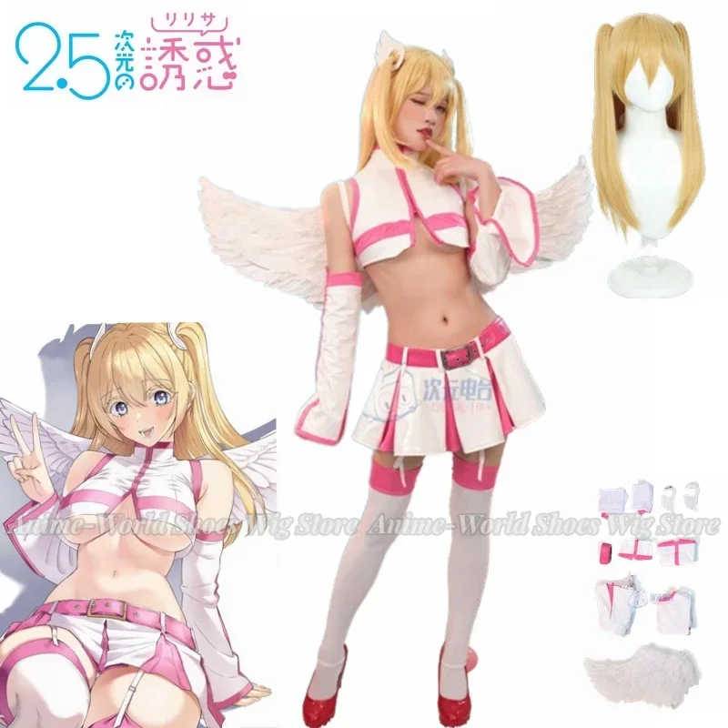 

Anime Women Ririsa Amano as Liliel Cosplay Costume Top and Skirt Set Wing