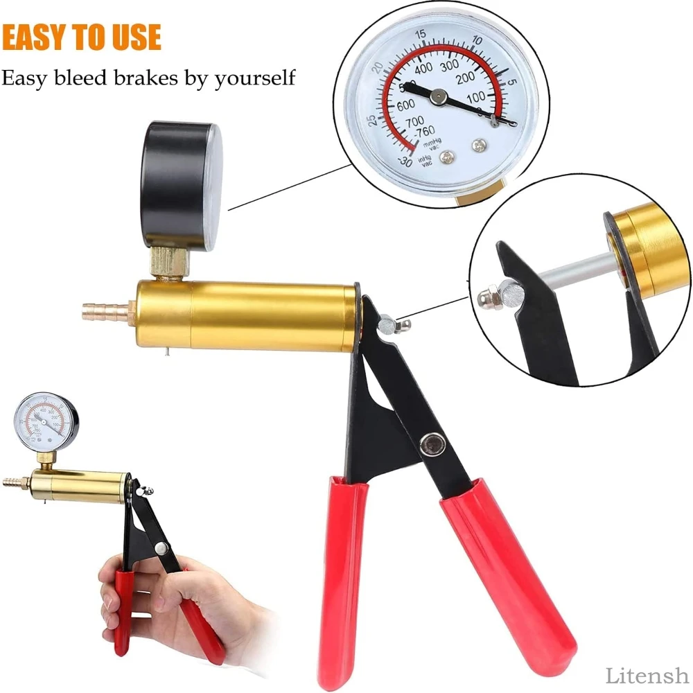 Manual Brake Bleeder Vacuum Pump Kit – Handheld Pistol Vacuum Tester with Pressure Gauge for Car Brake Fluid Bleeding & Automotive Maintenance 3