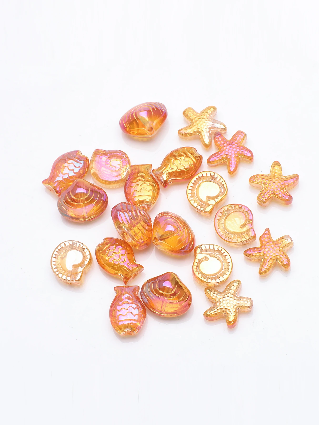 20 Pcs Mixed Shape Starfish Snail Shell Small Fish Crystal Glass Loose Beads DIY Making Earing Necklace Jewelry Accessories image 5