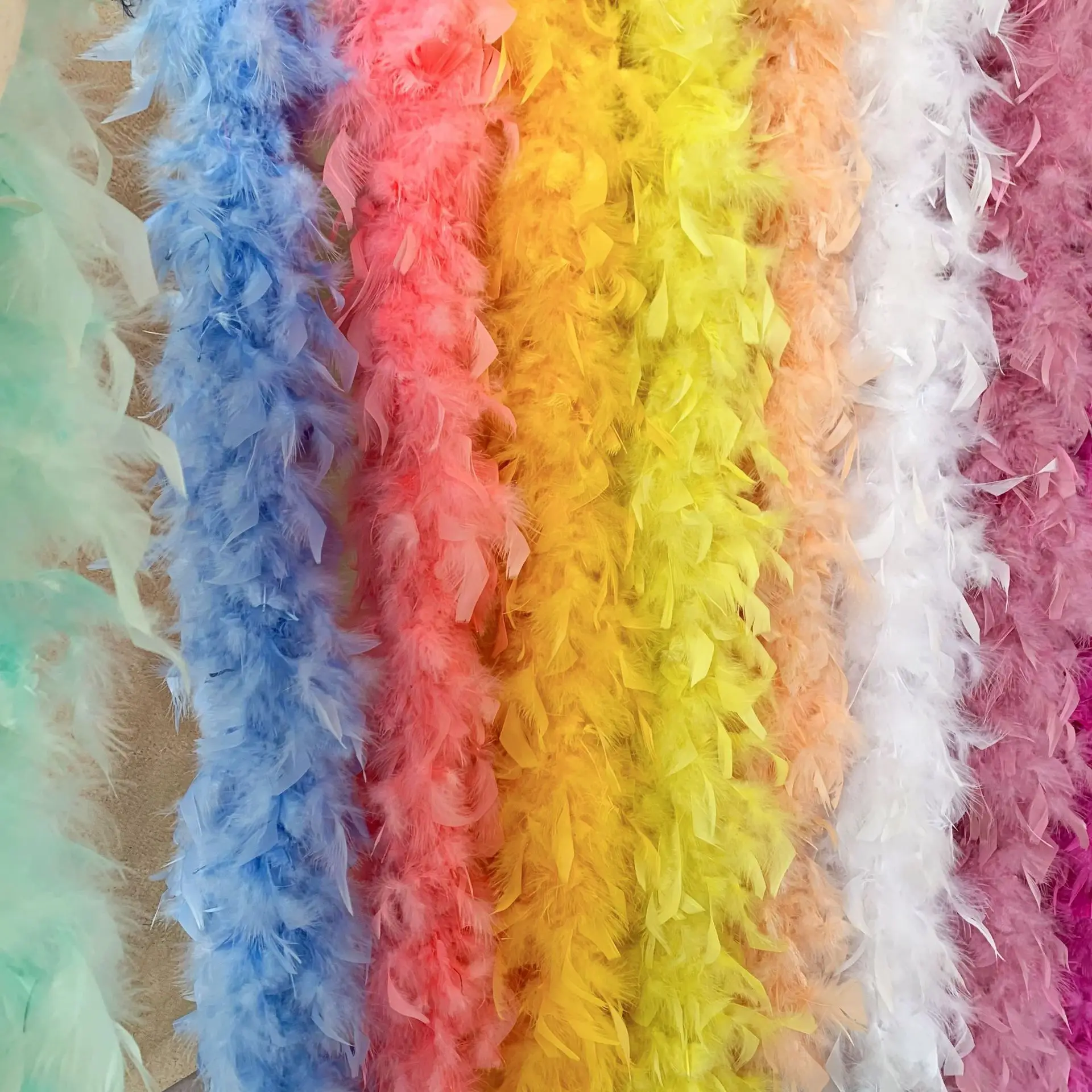 2Meter Turkey Marabou Feathers Boa 30g Colored Plumas Dress Shawl DIY Craft Wedding Scarf Decor Sewing Costume Trims Accessories