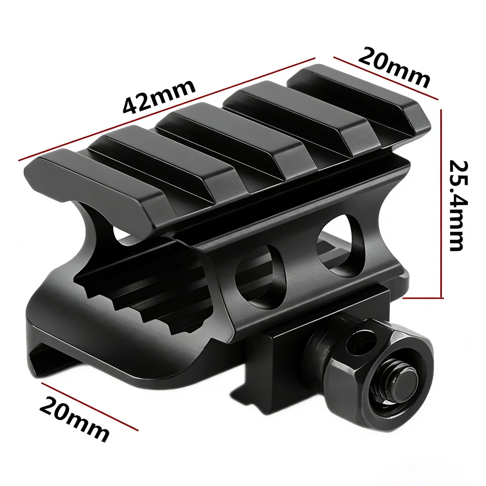 Adaptador elevador Picatinny 4 ranuras 20mm – Perfil alto transparente - imagen 5